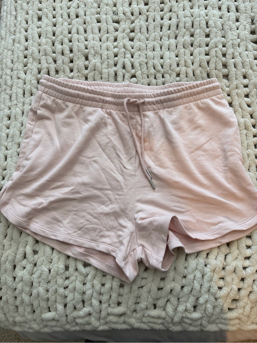 H&M Pale Pink Elastic Waist Drawstring Athletic Shorts